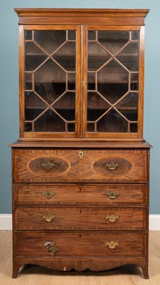 Lot 249 - A George III secretaire, mahogany, three...