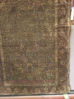 Lot 264 - An antique Persian silk rug with a banded...