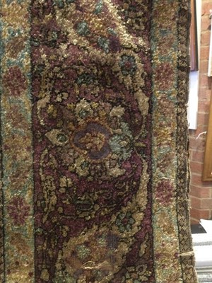 Lot 264 - An antique Persian silk rug with a banded...