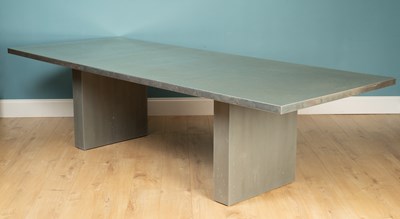 Lot 155 - A pewter-topped dining table from Benchmark