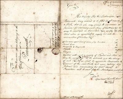 Lot 581 - Office of Ordnance 12th January 1727 A...