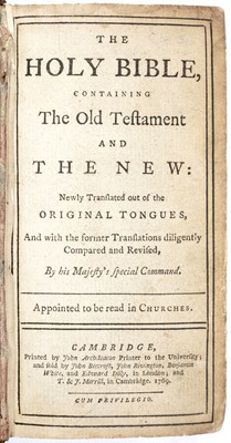 Lot 524 - An 18th century miniature Bible, Cambridge...
