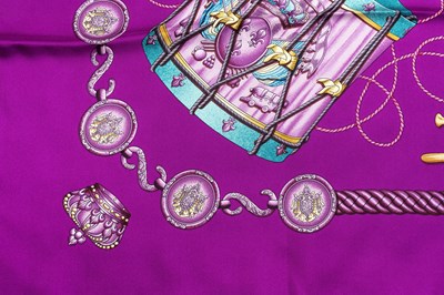 Lot 138 - A 'Les Tambours' silk scarf by Hermès,...