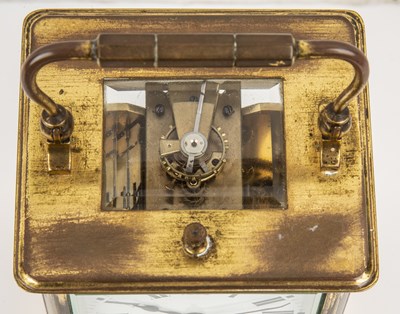 Lot 19 - A Late 19th century French carriage clock with...