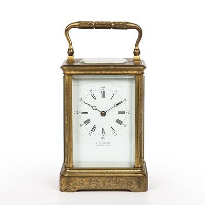 Lot 20 - A 19th century French carriage clock, the...