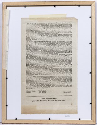 Lot 712 - An 18th century printed copy of the Agreement...