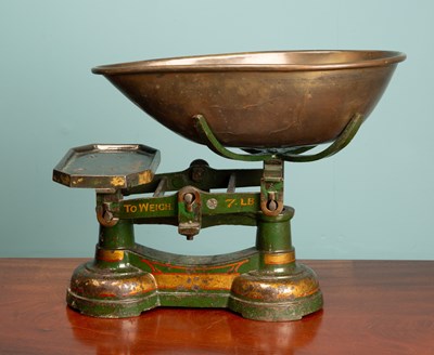 Lot 121 - A Jones Bros green painted set of weighing...