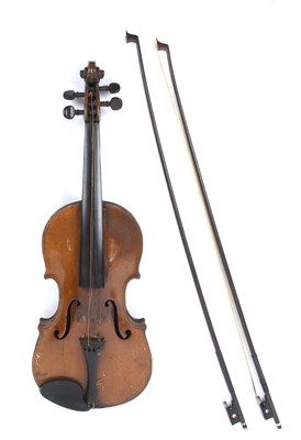 Lot 161 - A 19th century violin with two piece back,...