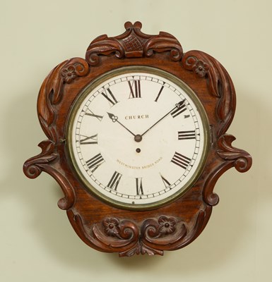 Lot 330 - A 19th century mahogany wall clock with...