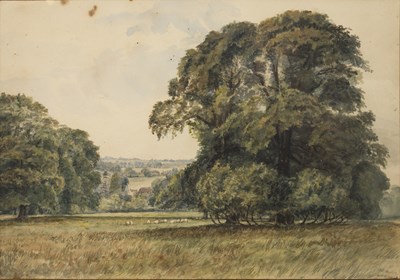 Lot 336 - Edward Lear (1812-1888) Landscape with grazing...