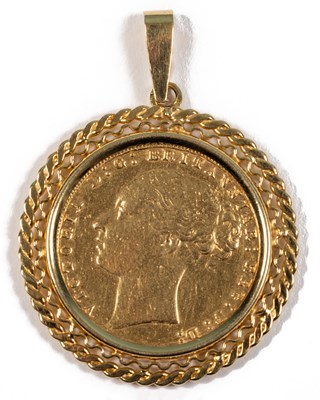 Lot 165 - A Victorian gold sovereign dated 1876, set in...