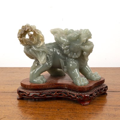 Lot 256 - Carved jade model of a dog of fo Chinese, in...