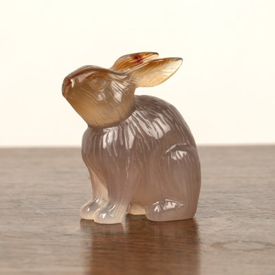 Lot 208 - Agate carving of a seated rabbit Chinese,...