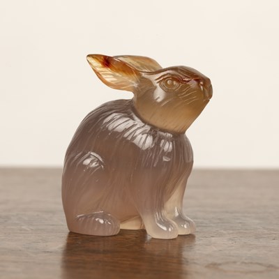 Lot 208 - Agate carving of a seated rabbit Chinese,...