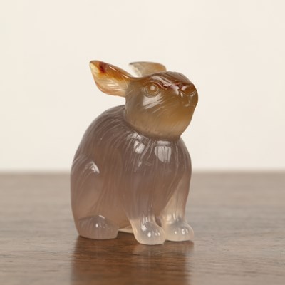 Lot 208 - Agate carving of a seated rabbit Chinese,...