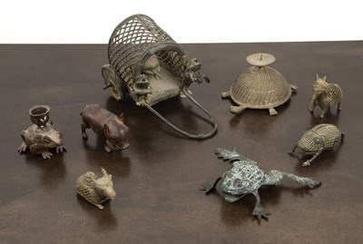 Lot 381 - Group of metalware African, including a cart...