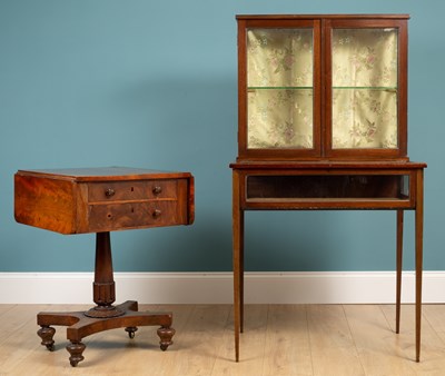 Lot 291 - A 19th century work table and a mahogany display cabinet