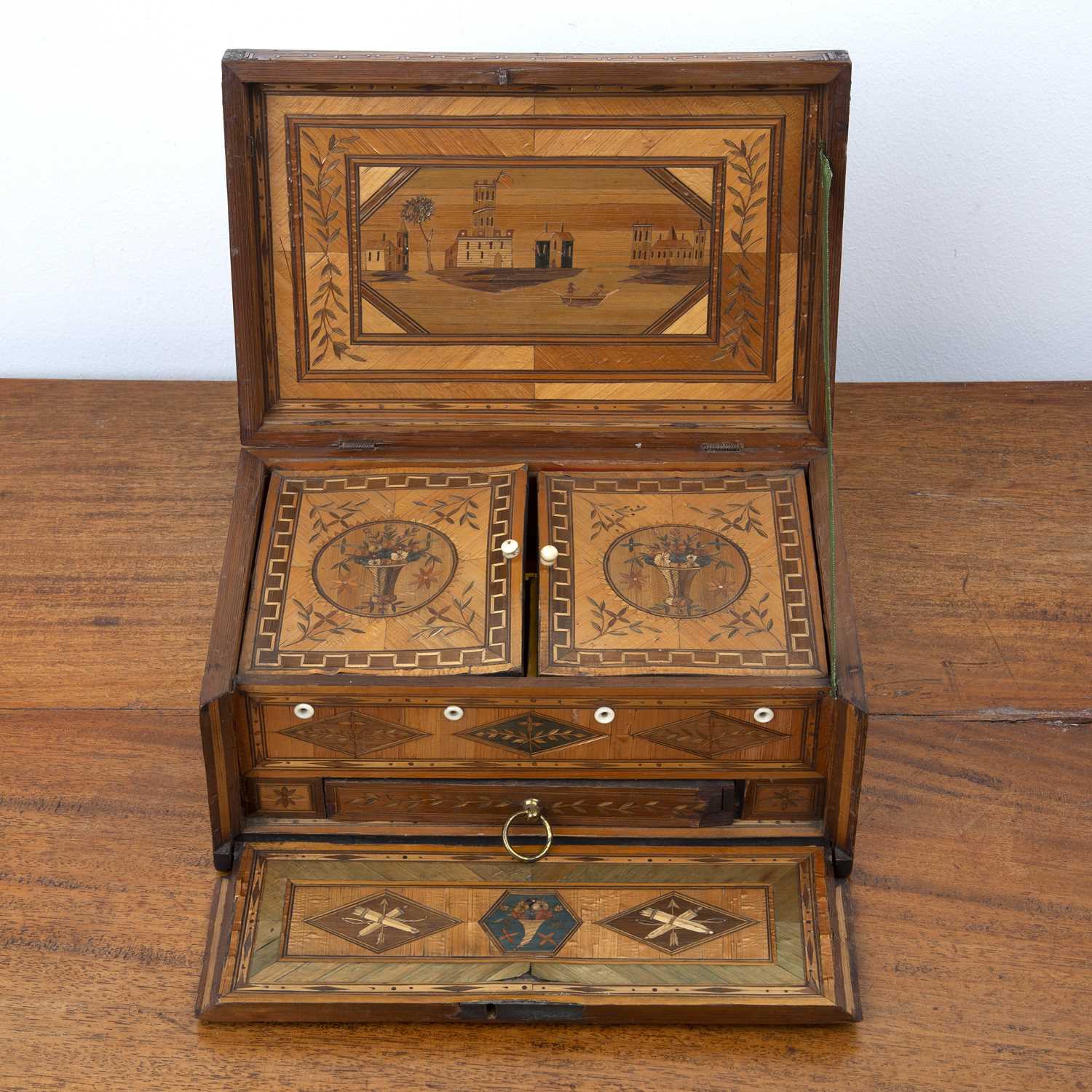 Lot 8 - 19th Century straw work sewing box Possibly...