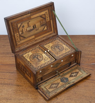 Lot 8 - 19th Century straw work sewing box Possibly...