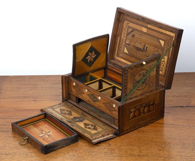 Lot 8 - 19th Century straw work sewing box Possibly...