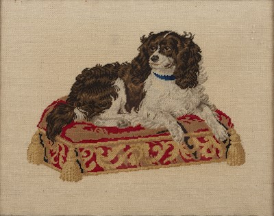 Lot 125 - Woolwork study of a spaniel late 19th Century,...