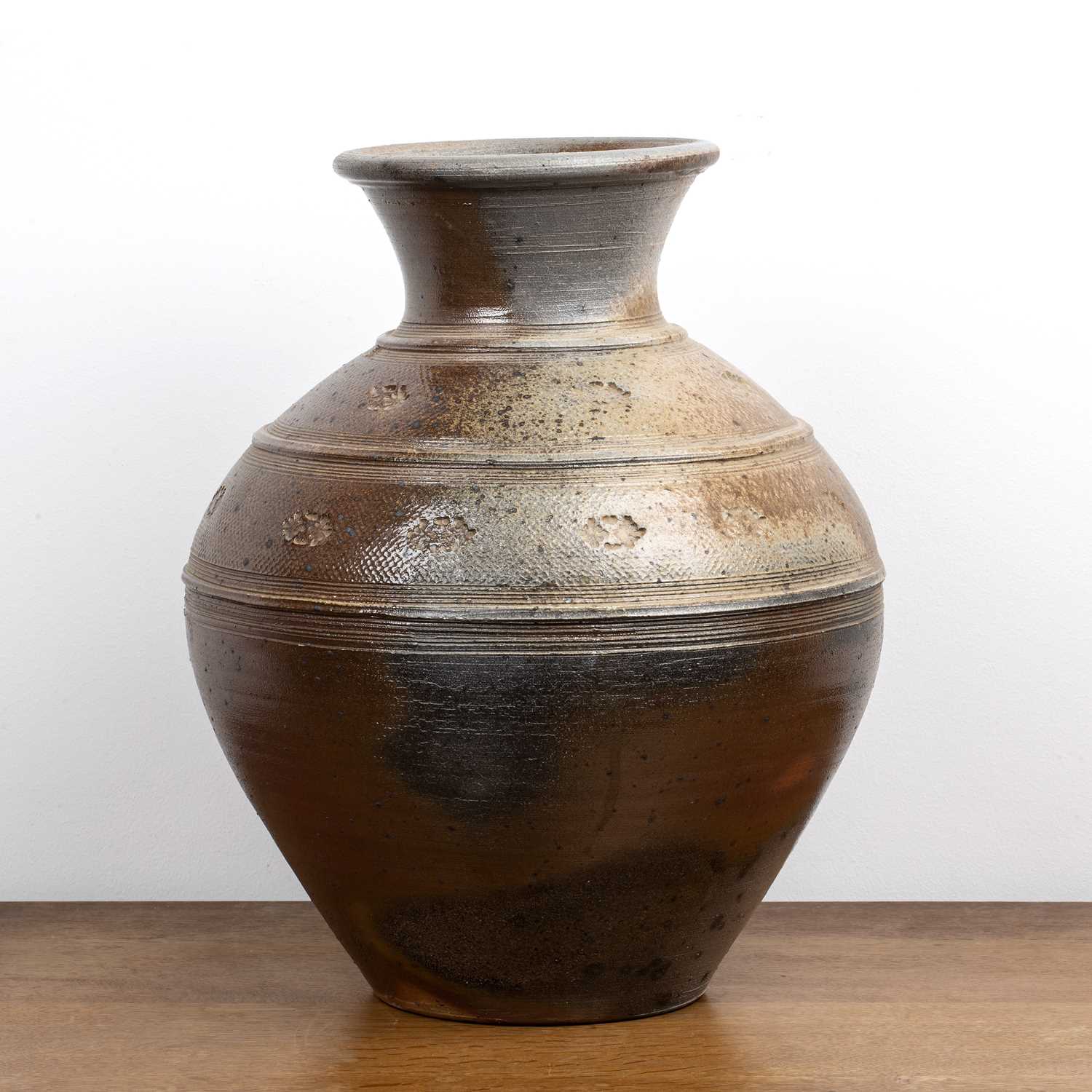 Lot 338 - Svend Bayer (b.1946) large wood fired vase,