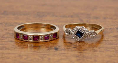 Lot 188 - Two rings the first an 18ct yellow gold and...