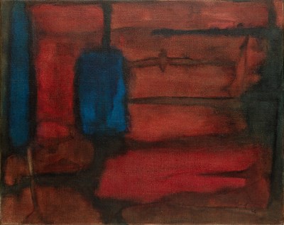 Lot 380 - Ron Russell (1923-1994) Blue over Red Abstract,...