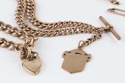 Lot 259 - An Albert chain, of graduated hollow curb-link...