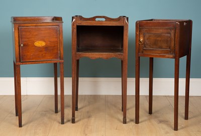 Lot 199 - Three various bedside cupboards with galleried...