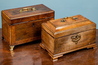 Lot 201 - Two tea caddies, the smallest has a handle to...