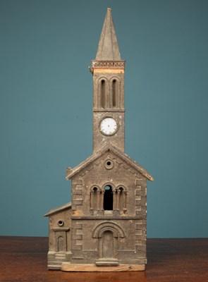 Lot 330 - An antique naive model of a church