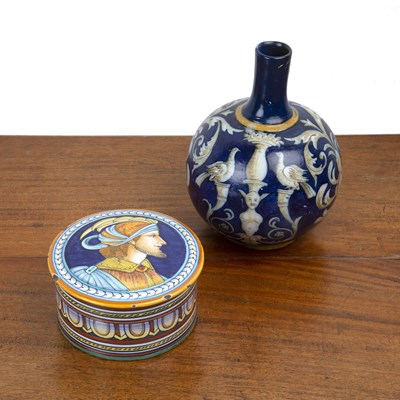 Lot 205 - Continental maiolica circular box and cover...