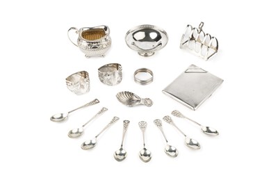 Lot 719 - A collection of silver items, comprising a...