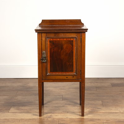 Lot 15 - Mahogany crossbanded pot cupboard Late...