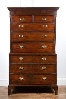 Lot 21 - Mahogany tallboy or chest on chest Late...