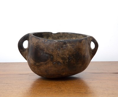 Lot 229 - Burr oak porringer or twin handled bowl 19th...