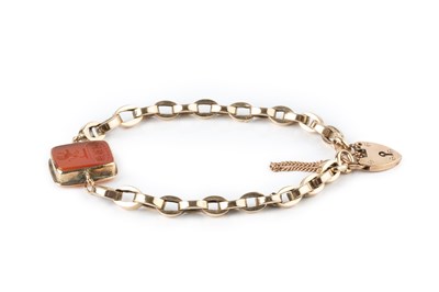 Lot 237 - A hardstone set bracelet, the rectangular...