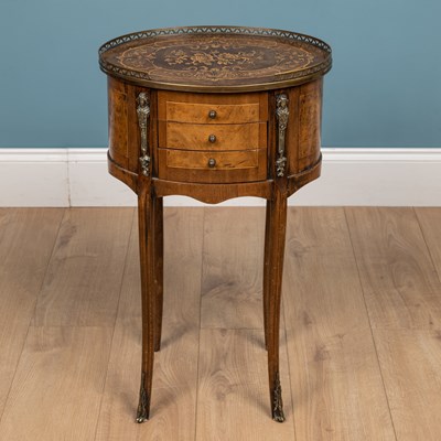 Lot 478 - A French oval kingwood and burr maple occasional table