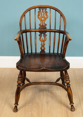 Lot 231 - A 19th century windsor armchair, ash and elm,...