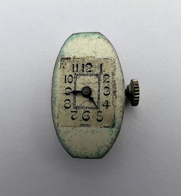 Lot 179 - An enamel cocktail watch, the rectangular...