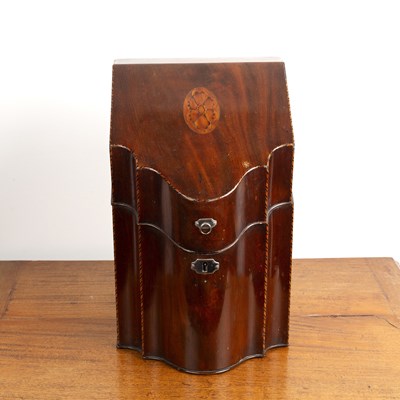 Lot 28 - Mahogany marquetry inlaid knife or stationery...
