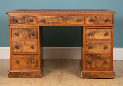 Lot 144 - A Victorian walnut pedestal desk with...