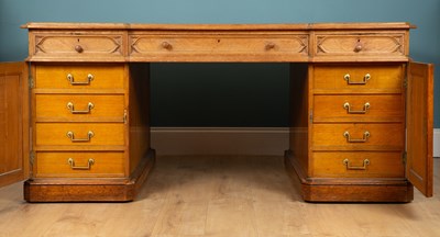 Lot 458 - A Victorian Gothic style oak partners desk