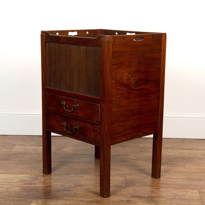 Lot 41 - Mahogany tambour fronted pot cupboard George...