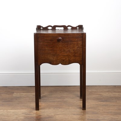 Lot 63 - Mahogany pot cupboard George III, with pierced...