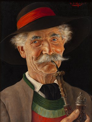 Lot 221 - Erwin Eichinger (1892-1950) The Pipe Smoker...