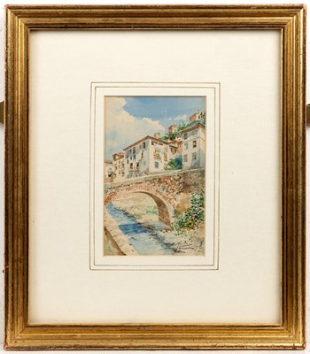 Lot 296 - Emile Marin (1876-1940) A Spanish town with...