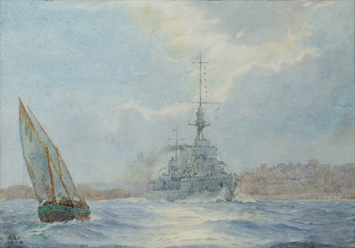 Lot 340 - Harold Swanwick (1866-1929) HMS Cordelia...