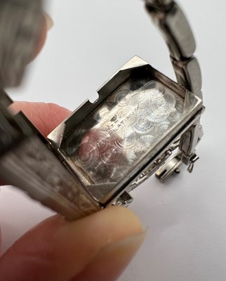 Lot 114 - A diamond cocktail watch, the rectangular...